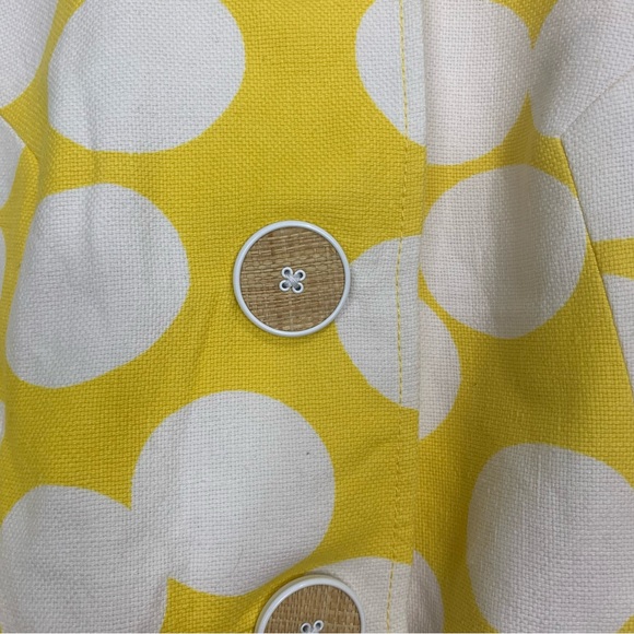 Lilly Pulitzer Blazer Jacket Circles Polka Dots White Yellow Button Size 6 - Picture 7 of 16